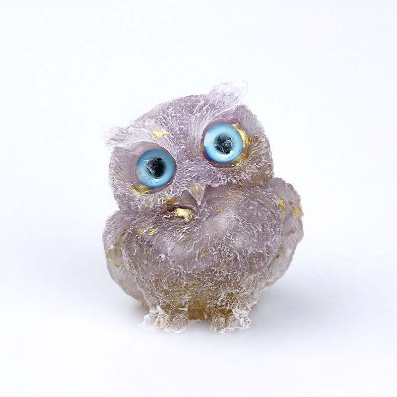 Crystal Stone Owl Ornaments - Handcrafted Table Top Decor for Home & Office | Feng Shui Gift, Zen Meditation Decor, Bookshelf Display | A6565
