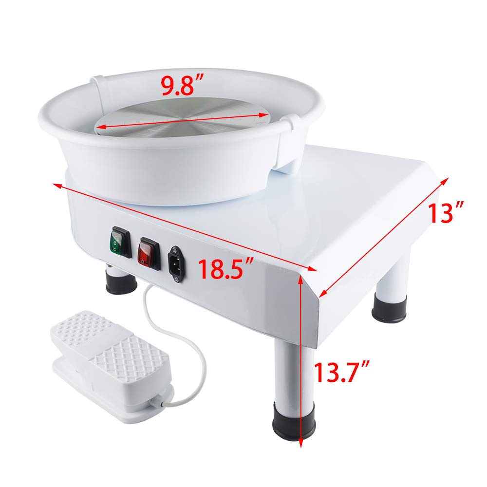 Electric Pottery Wheel Machine 350W - Heavy Duty Ceramic Potters Wheel with Foot Pedal & 10 Clay Shaping Tools - Perfect for Beginners, DIY Art Projects, Home Studio & Classroom Ceramic Making