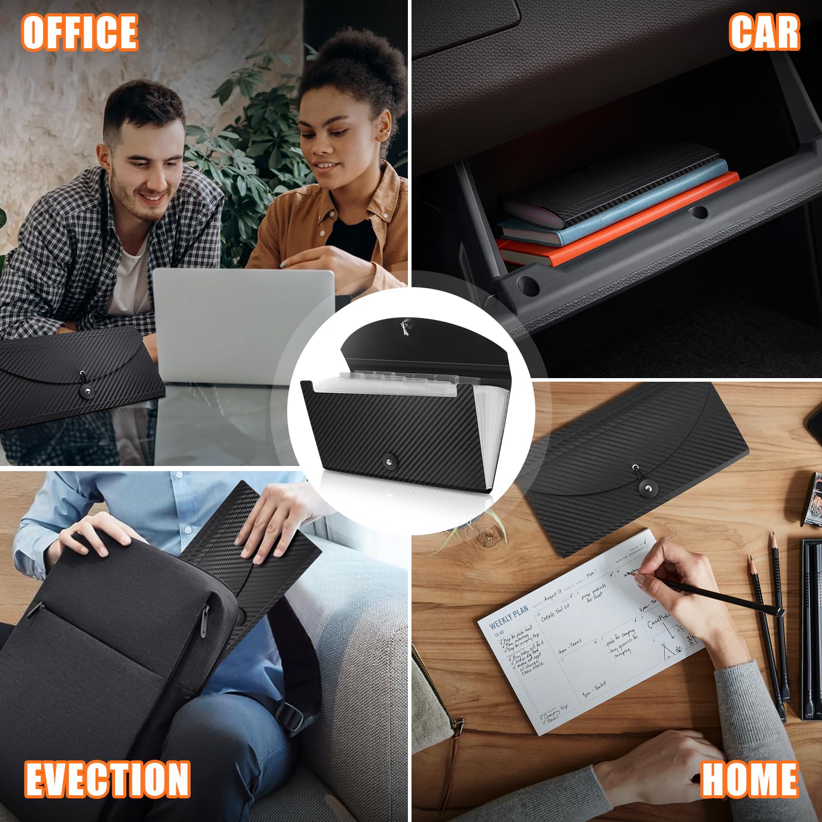 Aabicku 13-Pocket Receipt Organizer - Expandable Accordion File Folder for Business, Coupons, Tickets, Checks & Bills - Large Capacity Storage Case for Office, Home & Travel Use