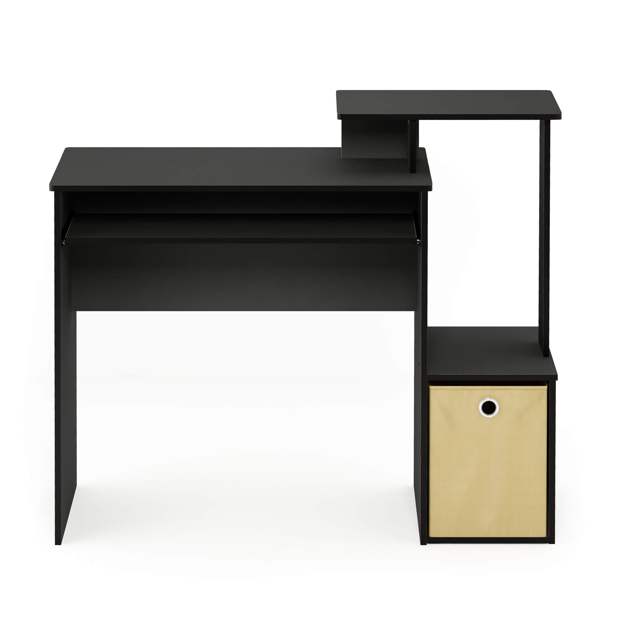 Furinno Econ Multipurpose Home Office Computer Writing Desk - Compact Workstation for Small Spaces, Study & Gaming, Black/Brown Finish - Perfect for Remote Work, Online Classes & Home Office Setup