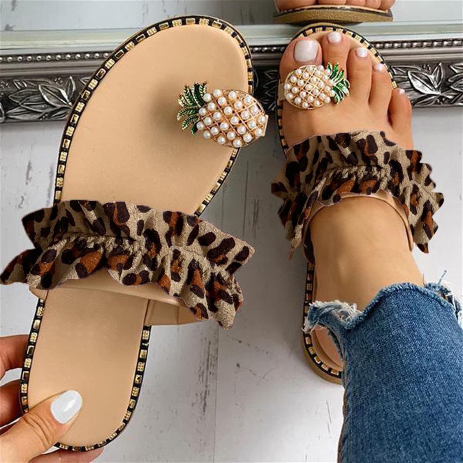 Women's Dressy Summer Sandals - Casual Bohemian Flat Open-Toe Boho Beach Flip Flops & Slippers | Perfect for Vacation, Poolside, and Everyday Comfort