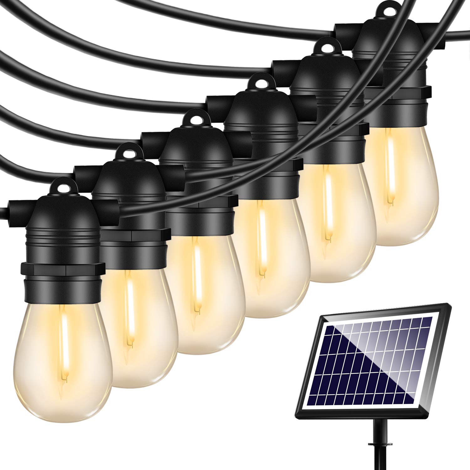 SUNAPEX 96FT Solar String Lights Outdoor Waterproof - Shatterproof Edison Bulbs, Solar Powered Patio Lights for Backyard, Garden, Camping & Decoration - Perfect for Outdoor Parties, Weddings and Landscape Lighting