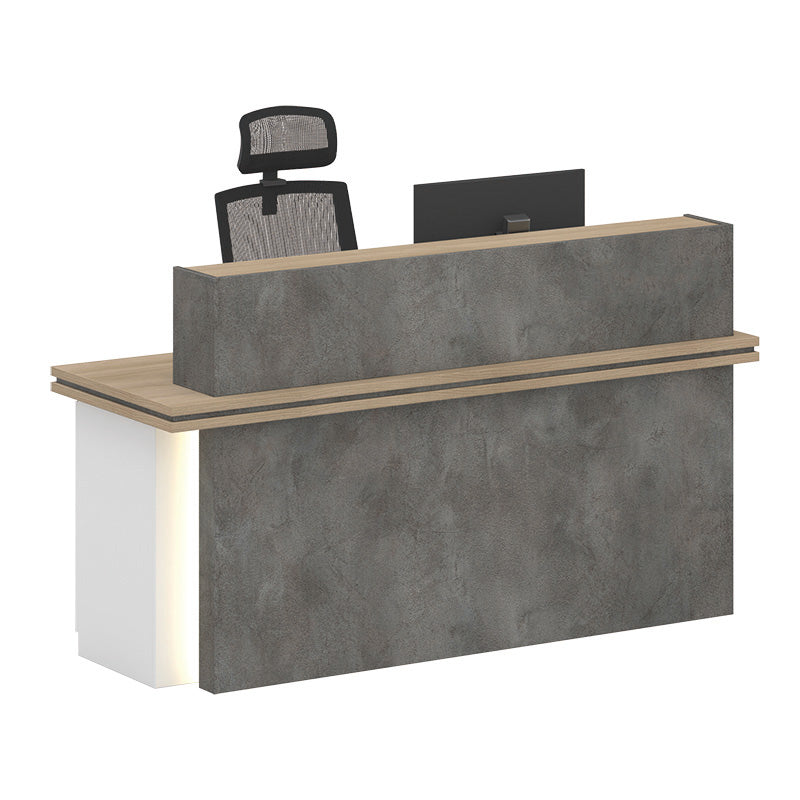 JARIN 1.8M Left Panel Reception Desk in Carbon Grey & White - Modern Office Furniture for Lobby, Hotel, or Corporate Reception Areas