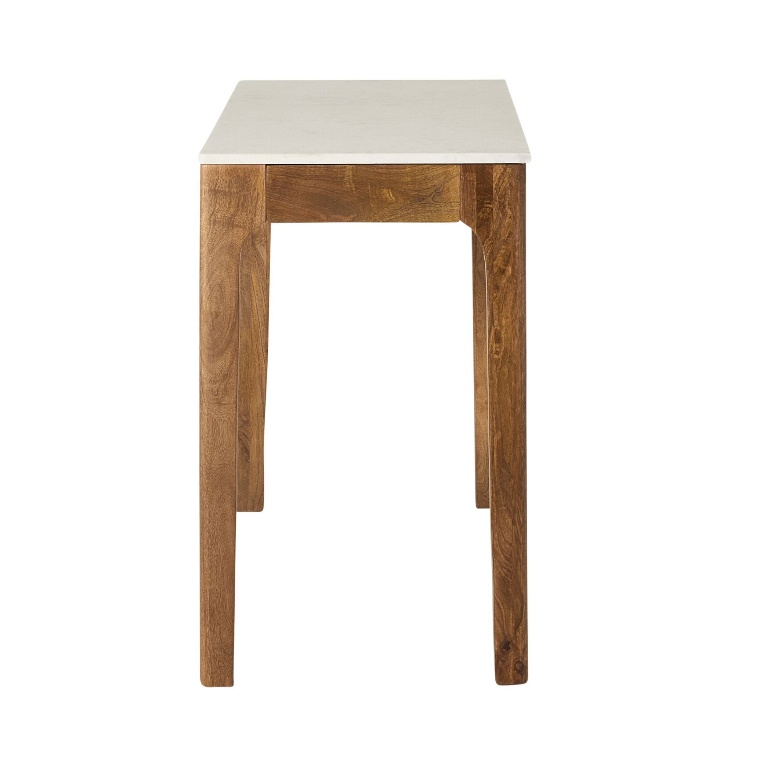 Elegant White Marble Top Desk - Modern Home Office Writing Table with Sturdy Metal Legs for Study, Work, and Conference Room Decor