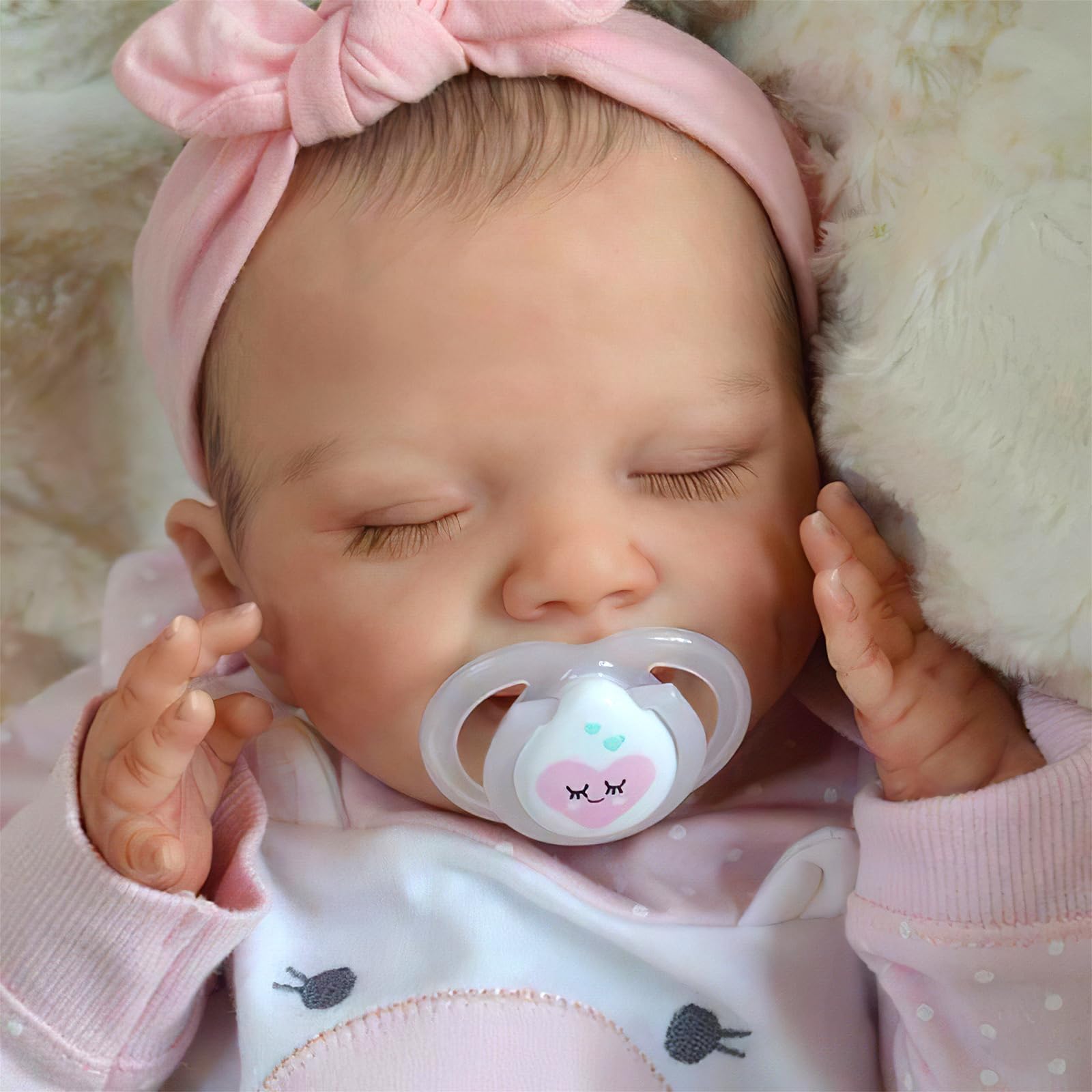 Lifelike 20-Inch Reborn Baby Doll with Sweet Smile - Realistic Newborn Baby Girl Doll, Full Body Vinyl Sleeping Doll with Toy Accessories - Perfect Gift Set for Kids | Role Play, Collecting & Therapy Use