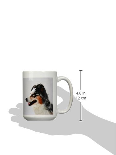 3D Rose Australian Shepherd Dog Lover Ceramic Coffee Mug, 15 oz - Perfect for Tea, Coffee & Hot Drinks at Home, Office or Gift for Dog Owners