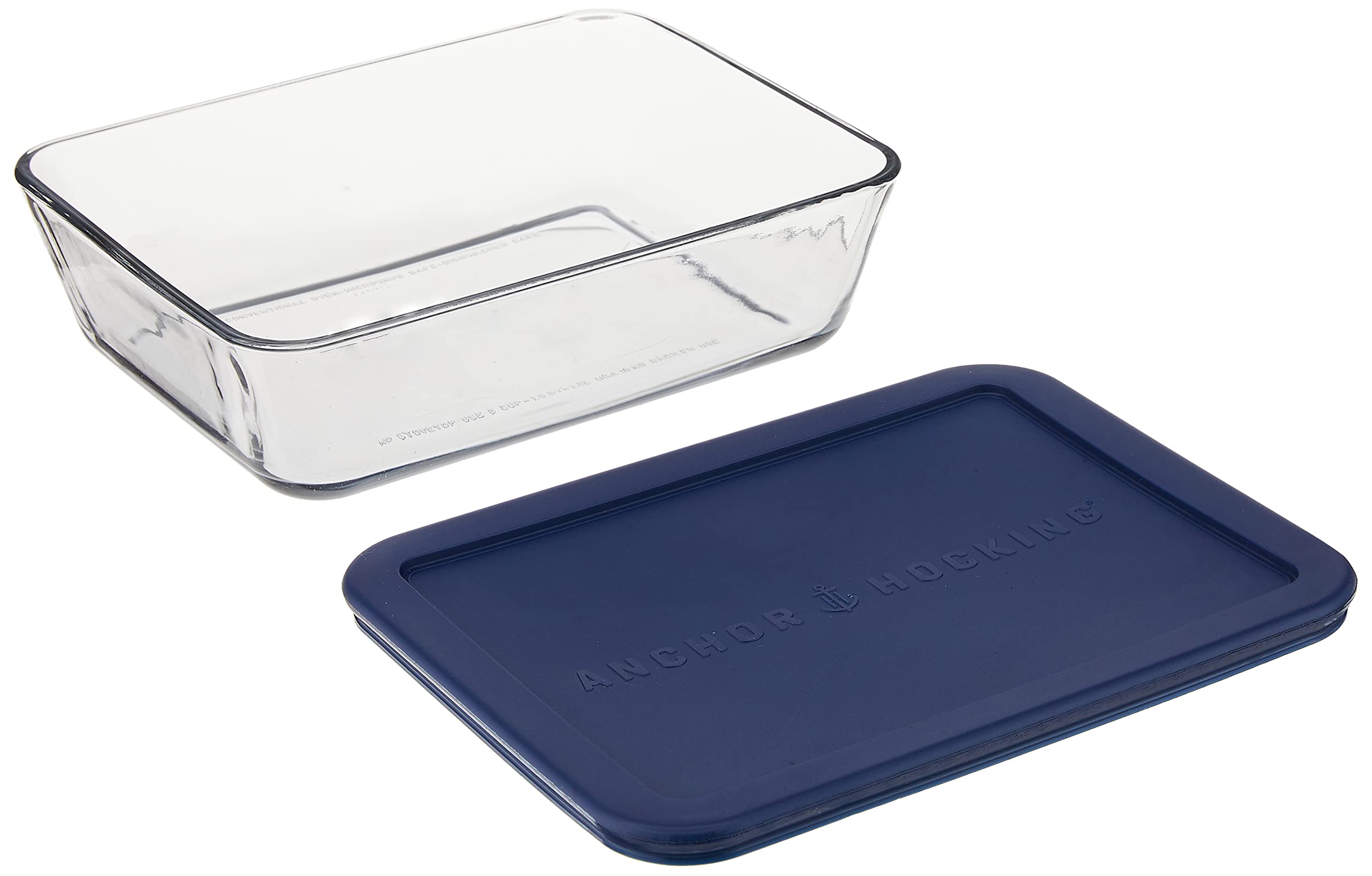 Anchor Hocking 6-Cup Rectangular Glass Food Storage Containers with Blue Plastic Lids - Set of 4 | Airtight Kitchen Organization for Meal Prep, Leftovers & Pantry Storage | BPA-Free, Microwave & Freezer Safe