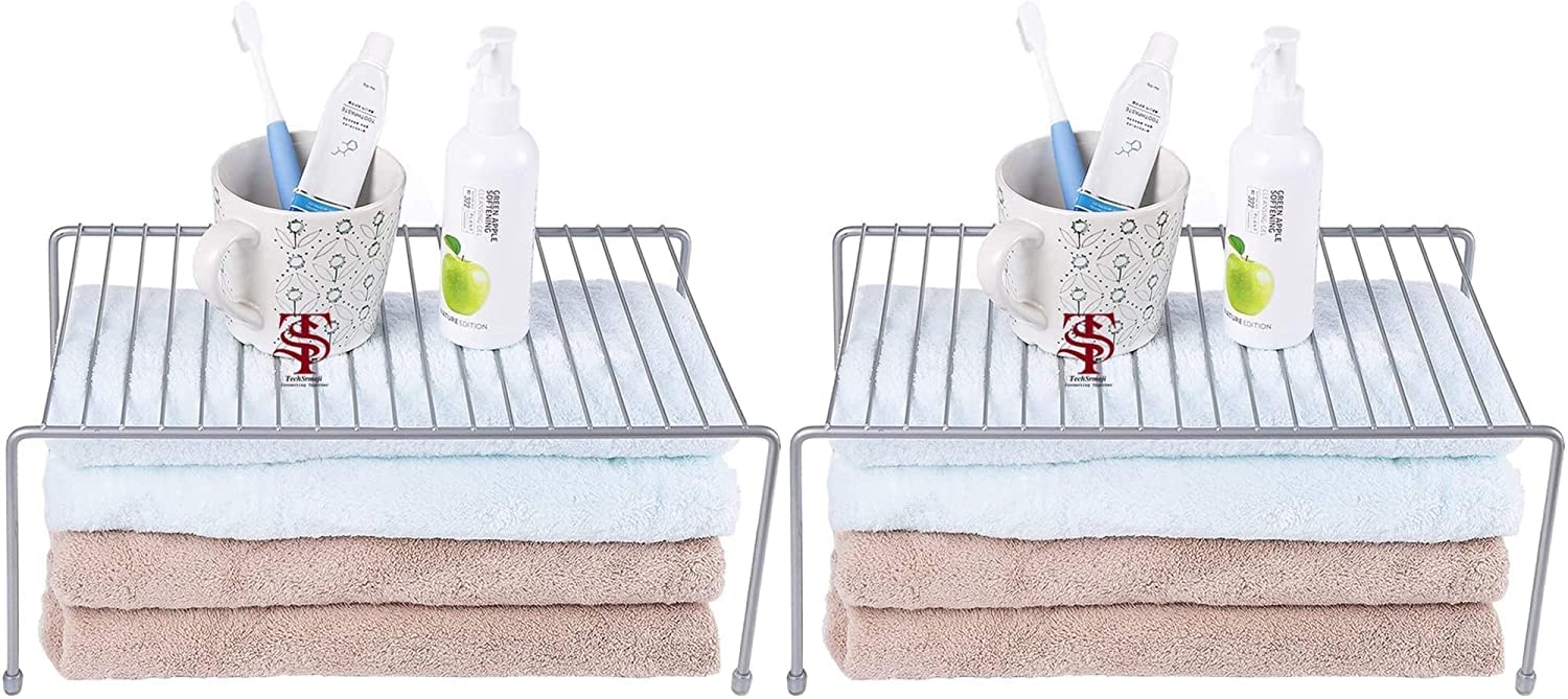 Namani 2-Pack Stainless Steel Dish Rack - Stackable Kitchen Organizer for Cabinets & Countertops | Space-Saving Storage for Dishes, Utensils & More | Perfect for Small Kitchens, Apartments & Dorm Rooms