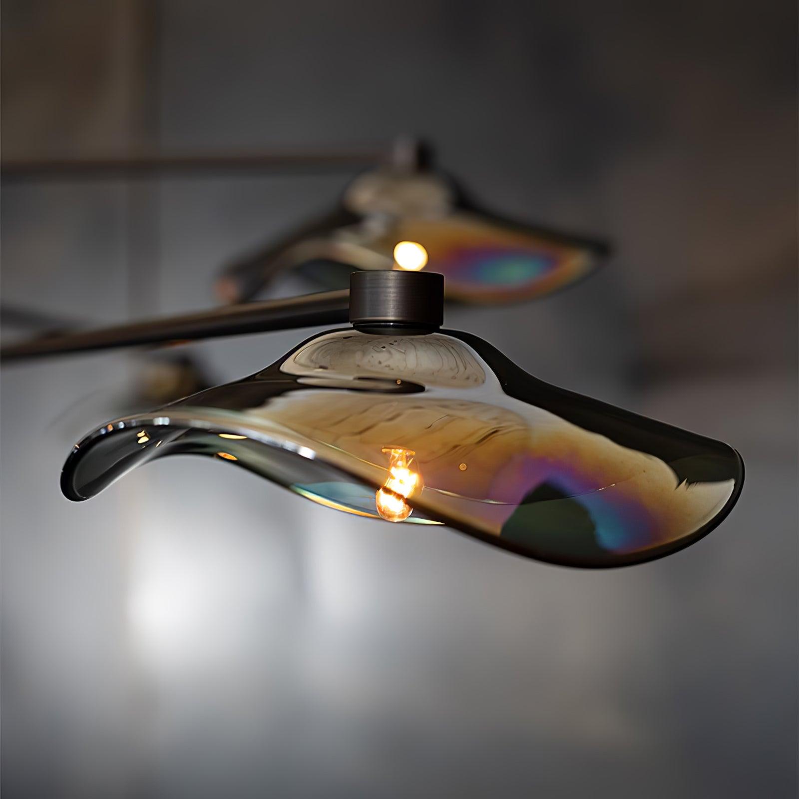 Elegant Lotus Leaf Glass Chandelier - Modern Ceiling Light Fixture for Dining Room, Living Room & Bedroom Decor