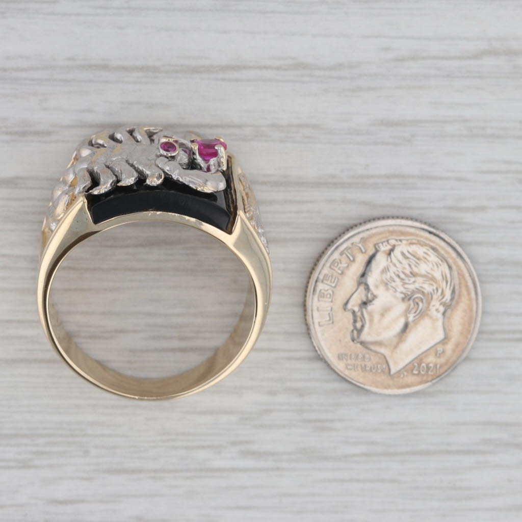0.25ctw Lab Created Ruby Onyx Scorpion Ring in 14k Yellow & White Gold - Size 10.25 | Elegant Statement Jewelry for Birthdays, Anniversaries & Unique Gifts