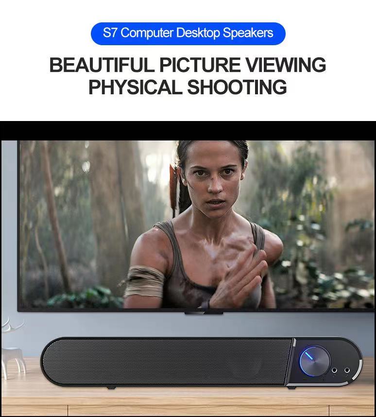 Wireless Bluetooth Speaker with USB 2.0 - Portable Soundbar for Computer, Desktop, TV, Gaming & Projectors | Plug & Play | Perfect for Home Theater, Office Meetings & Outdoor Parties (Model S7)