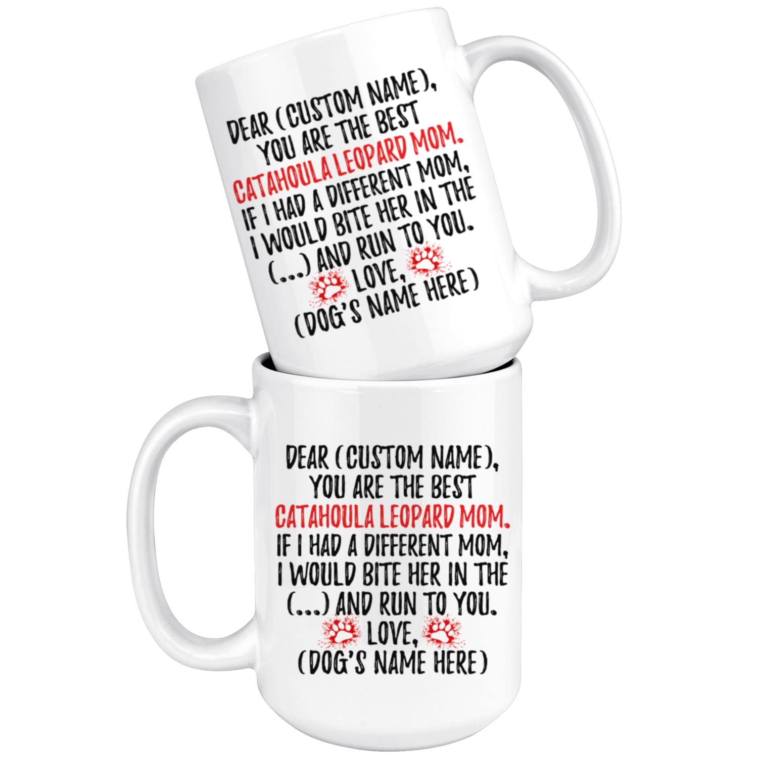 Personalized Catahoula Leopard Dog Mom Coffee Mug - 15 oz Ceramic Cup for Catahoula Dog Owners, Perfect Gift for Women & Dog Lovers - Ideal for Coffee, Tea, Hot Chocolate at Home or Office