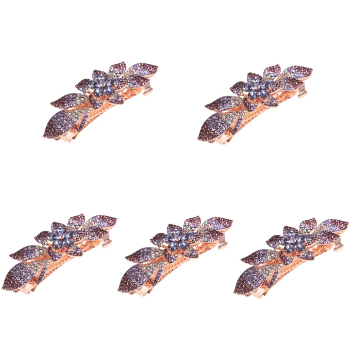 Beavorty 5pcs Rhinestone Hair Clips for Women - Crystal Alloy Metal Barrettes for Thick Hair - Elegant Spring Headwear for Parties, Weddings & Daily Wear