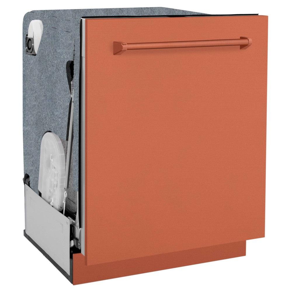 ZLINE 24 Inch Monument Series 3rd Rack Top Touch Control Dishwasher with Copper Panel - Ultra Quiet 45dBa (DWMT C 24) | Perfect for Modern Kitchens & Open-Concept Homes
