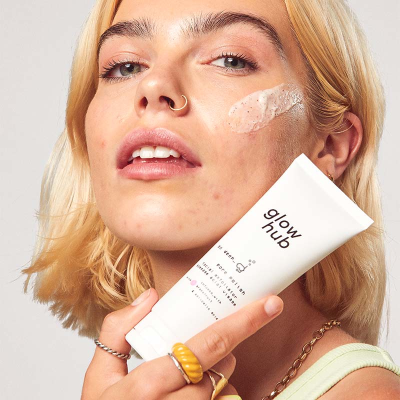 Glow Hub Pore Polish Facial Exfoliator - Deep Cleansing Scrub for Blackheads & Acne - Perfect for Daily Skincare Routine & Spa Night