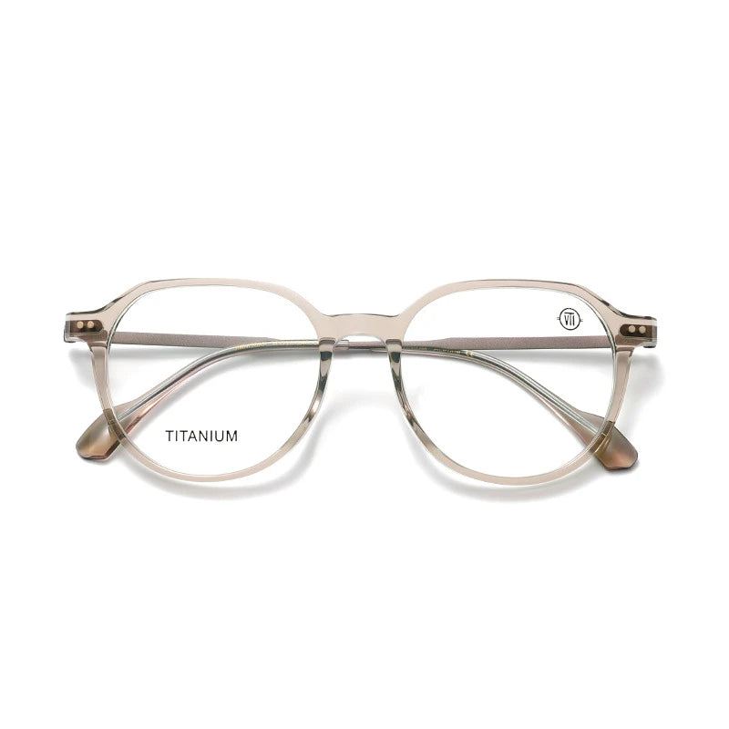 Aror Unisex Full Rim Flat Top Oval Acetate Titanium Eyeglasses 84298 - Lightweight & Durable Frame for Men & Women - Perfect for Reading, Work, and Everyday Fashion