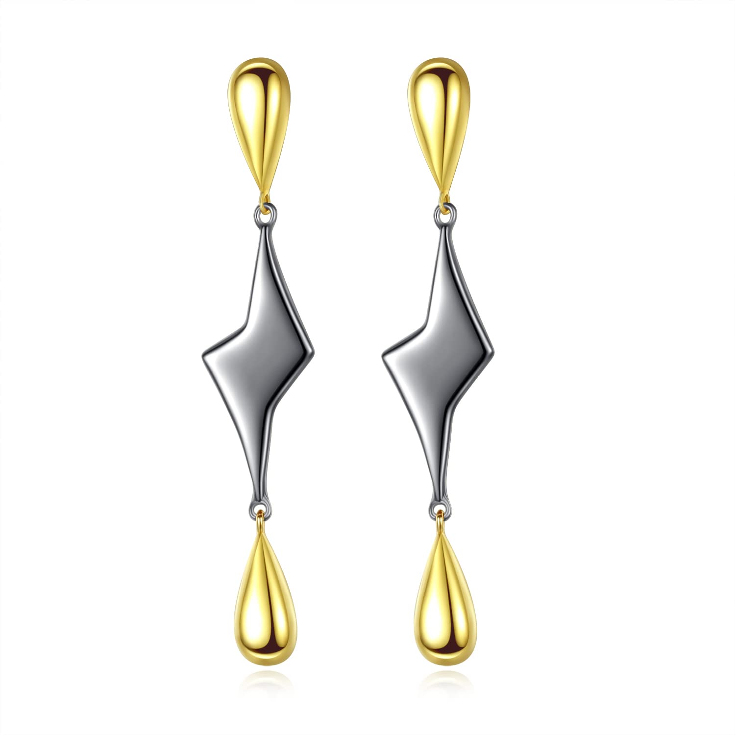 925 Sterling Silver Gold Plated Lightning & Raindrop Dangle Earrings for Women - Elegant Jewelry Gift for Her, Perfect for Parties, Weddings & Everyday Wear