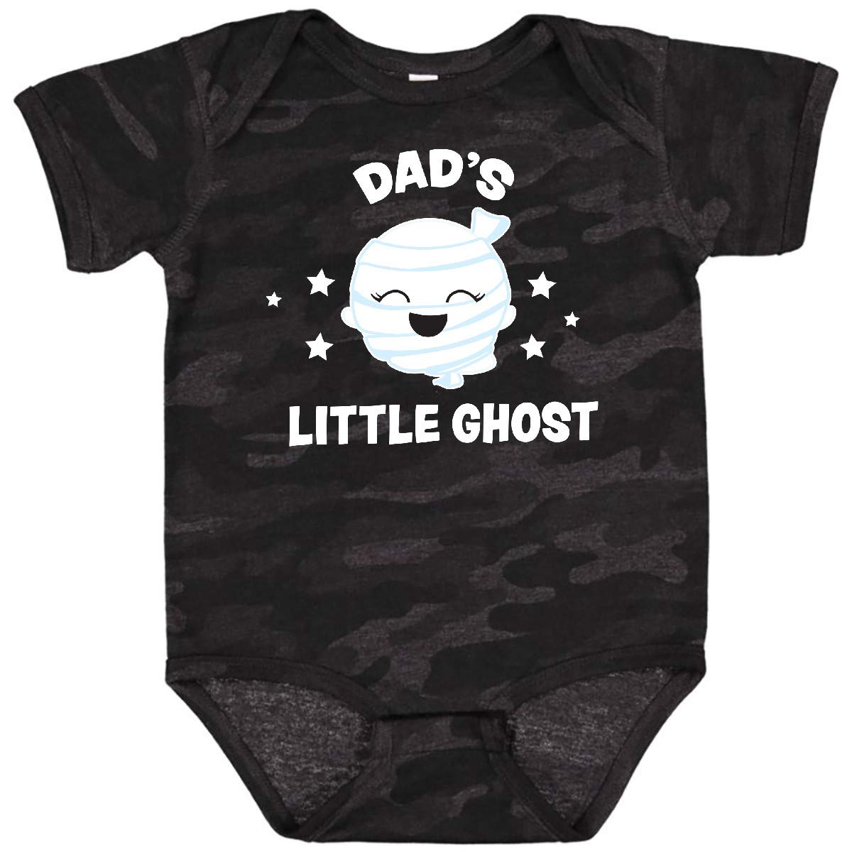 Inktastic Cute Dad's Little Ghost with Stars Baby Bodysuit - Soft Cotton Infant Onesie for Halloween, Birthday & Family Photos | Unisex Newborn Outfit for Boys & Girls