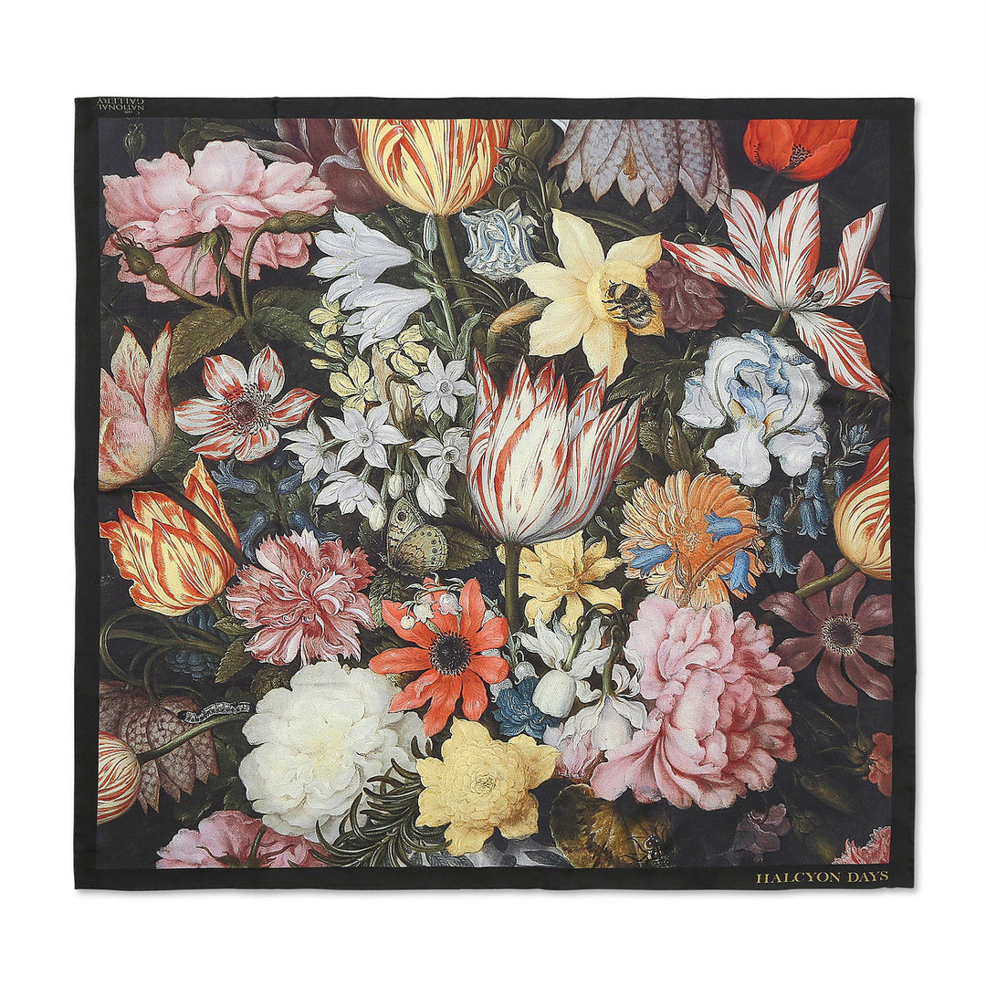 Wan Li Vase Scarf - Elegant Floral Print Silk Scarf for Women | Perfect for Home Decor, Gift Giving & Fashion Accessories