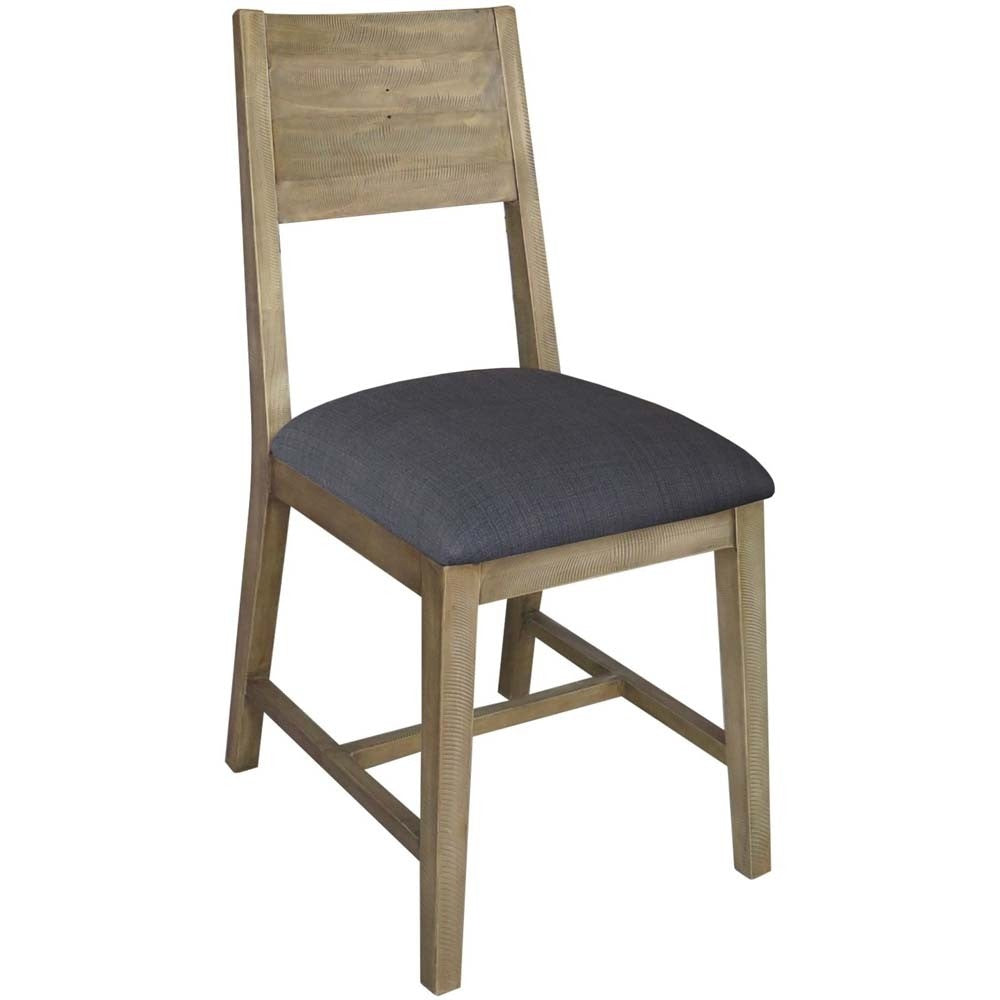 Corso Italy Mango Wood Grey Modern Dining Chair with Upholstered Seat - 95cm Height - Perfect for Dining Room, Kitchen, and Office Use