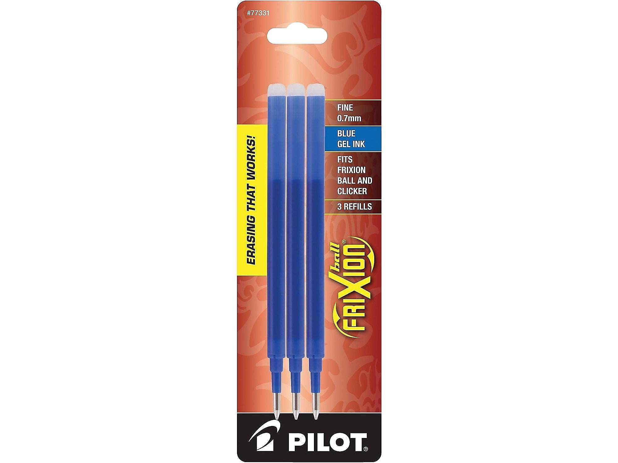 Pilot FriXion Ball Erasable Gel Pen Refills - 0.7mm Fine Point Blue Ink (3-Pack) - Perfect for Note Taking, School Work & Office Use