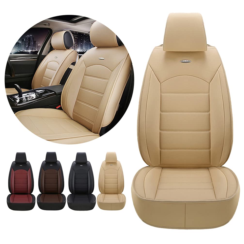 Premium PU Leather Front Seat Covers for Volvo XC40 (2018-2021) - Luxury, Breathable & Durable Beige Car Seat Protectors - Perfect for Daily Commute, Road Trips & Family Travel