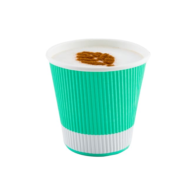 8oz Disposable Paper Coffee Cups - 25 Pack Leakproof Ripple Wall Hot Cups, Eco-Friendly Recyclable Light Green Insulated Paper Cups - Perfect for Coffee Shops, Offices, and Home Use (Lids Sold Separately)