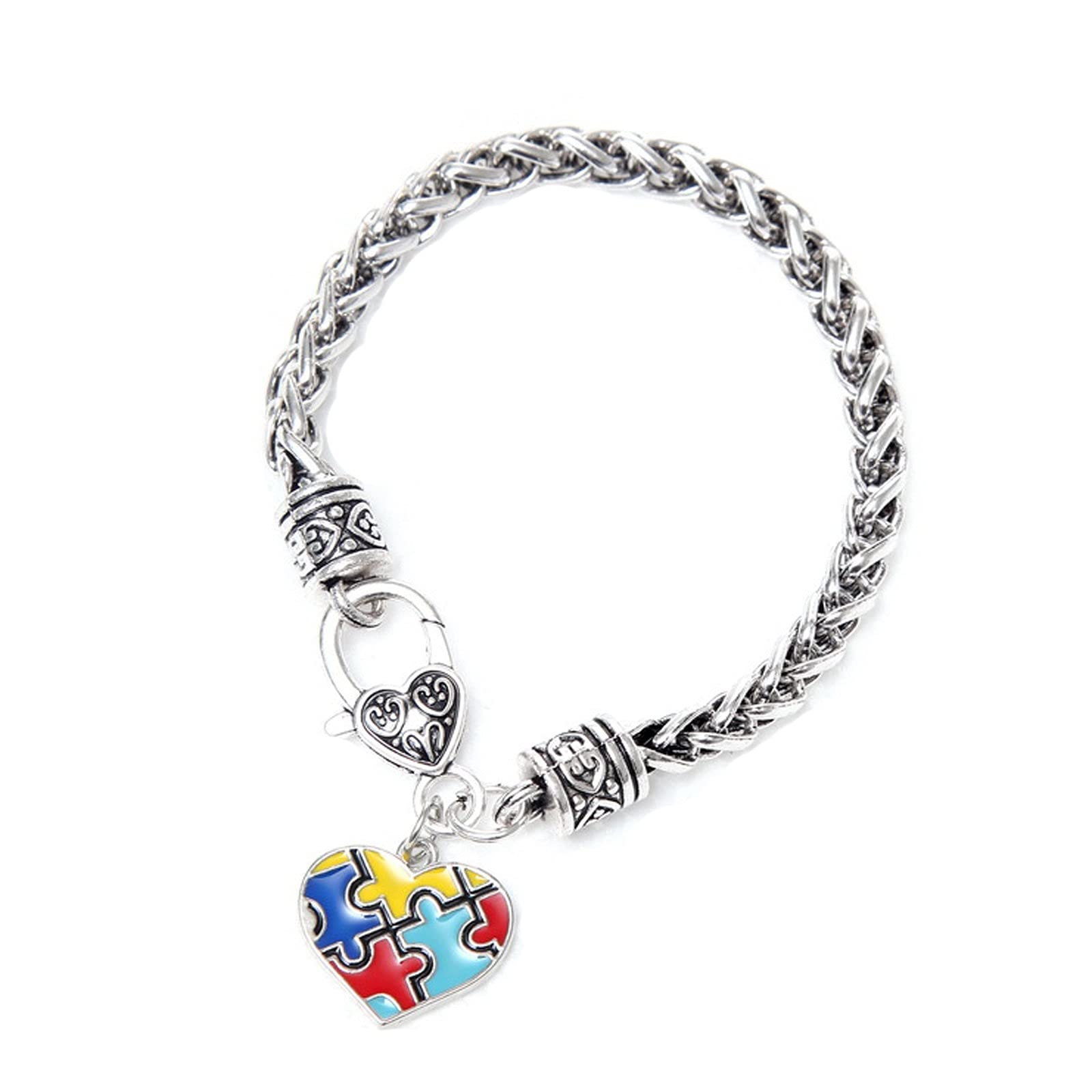 Autism Awareness Puzzle Charm Bracelet - Colorful Enamel Jewelry for Support & Advocacy - Perfect for Fundraisers, Gifts & Everyday Wear