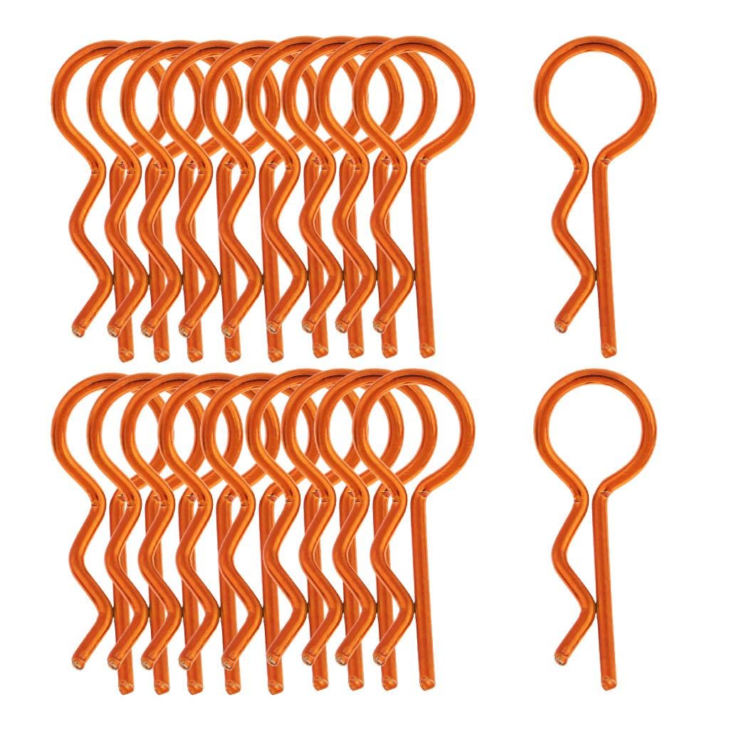 20Pcs Stainless Steel RC Car Body Clips - Heavy Duty Split Pins for 1/10 1/12 1/8 Scale Remote Control Vehicles (Orange) - Secure Body Shells for Off-Road Bashing & Racing