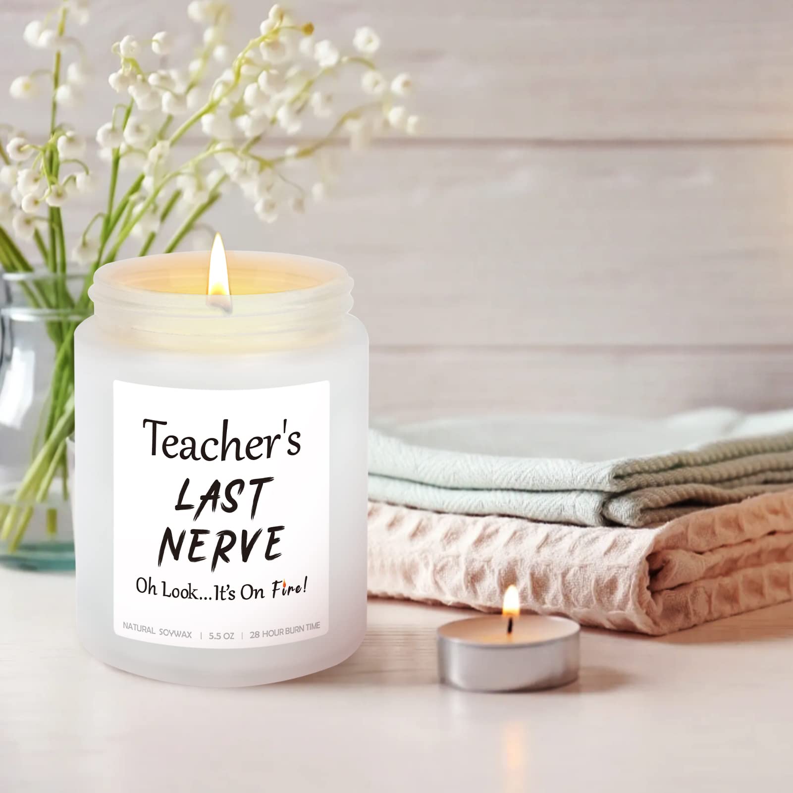 Teacher's Last Nerve Candle - 5.5oz Lavender Soy Candle for Classroom & Gifts