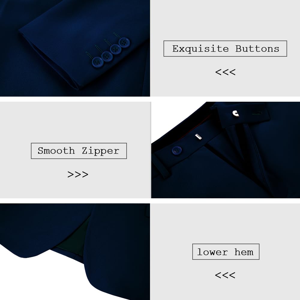 3-Piece Slim Fit Men's Suits for Wedding & Prom | Notch Lapel Tuxedo Jacket with Vest & Pants Set | Formal Groomsmen Attire for Special Occasions