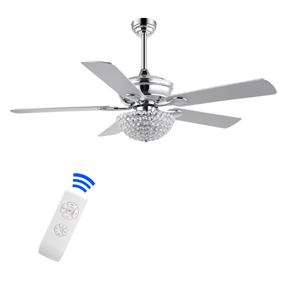 Cammy 52 Inch Traditional Transitional Iron LED Ceiling Fan with Remote Control - Energy Efficient Indoor Cooling for Living Room, Bedroom & Patio