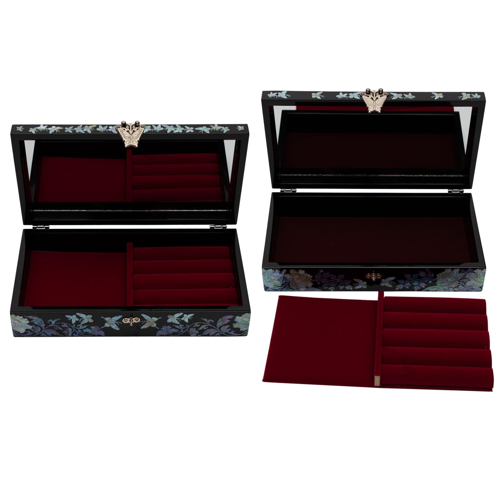 February Mountain Butterfly Pearl Jewelry Box with Removable Ring Tray - Elegant Gift for Women, Birthday, Anniversary & Valentine's Day | Perfect for Jewelry Storage & Display on Dresser or Vanity