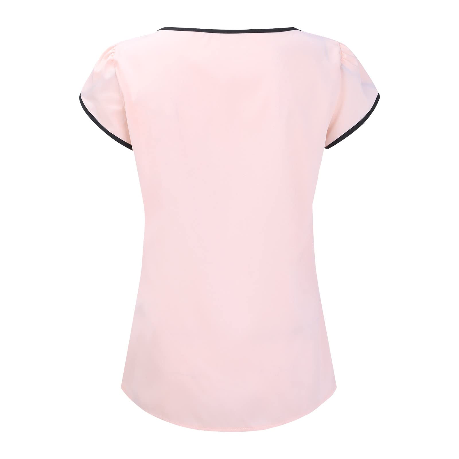 GOKKILRW Women's Casual Summer Blouse - Petal Cap Sleeve Keyhole Round Neck Loose Shirt, Elegant Work Tunic Top for Office & Outdoor | Breathable & Stylish Summer Wear for Women
