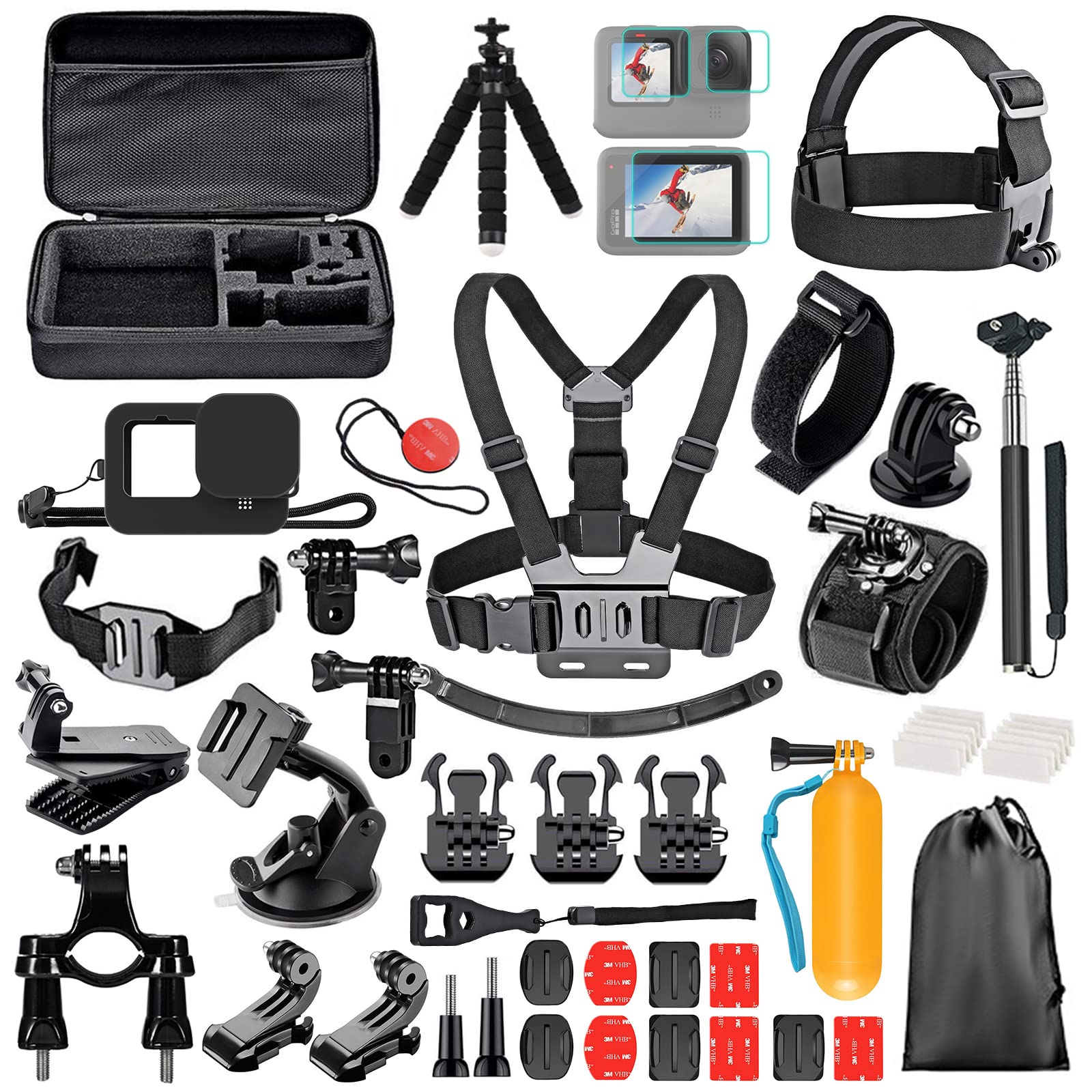 JOYBOY 54-in-1 Sports Camera Accessories Kit - Waterproof Action Camera Mount for GoPro, DJI, SJCAM - Perfect for Outdoor High-Speed Sports, Vlogging, Surfing, Skiing & Adventure Shooting
