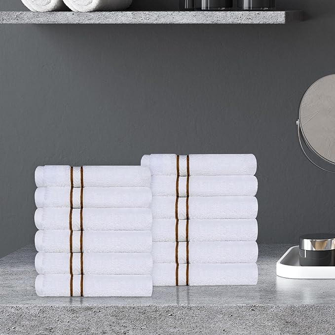 Premium 12-Piece Turkish Cotton Face Towel Set - Ultra Soft, Highly Absorbent & Quick-Drying - Perfect for Spa, Gym, Travel & Daily Skincare Routine