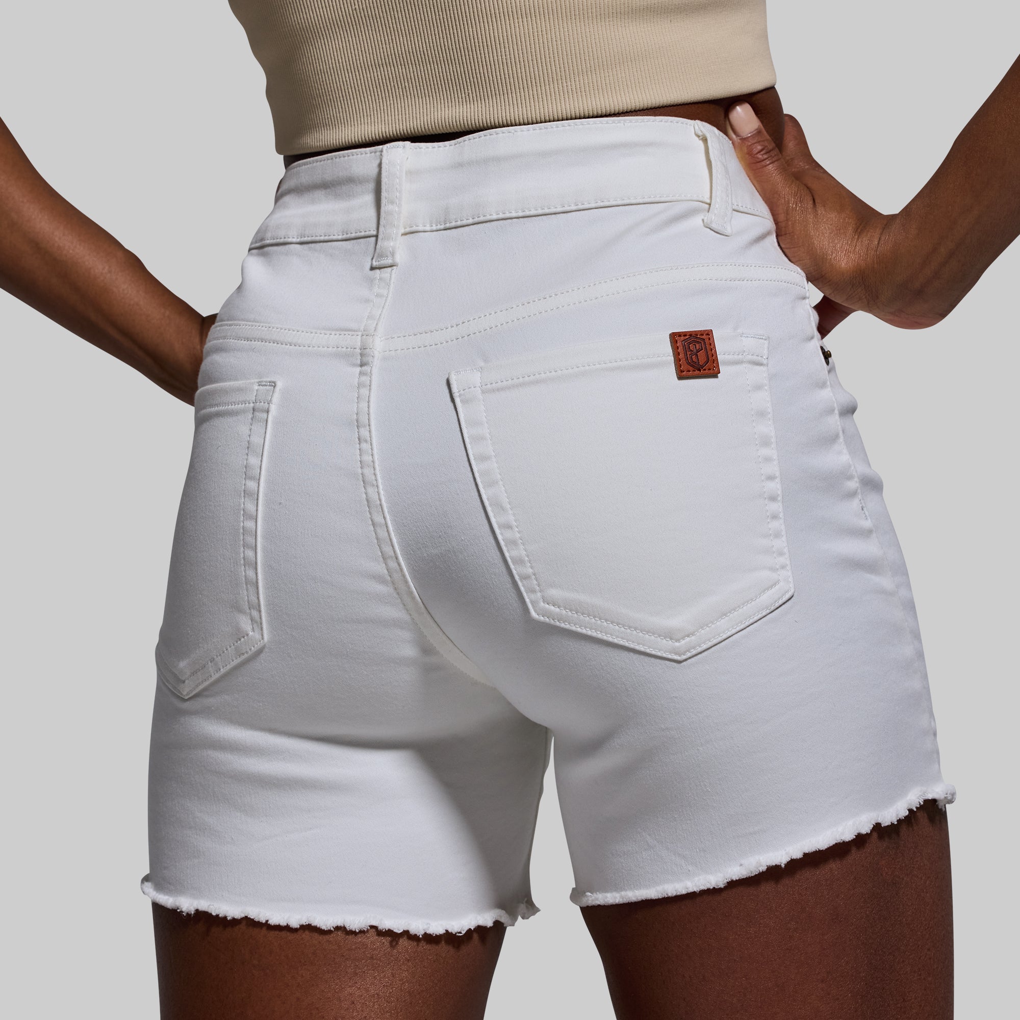 FLEX Stretchy Jean Shorts for Women - Comfortable High Waist Denim Shorts (White) | Perfect for Summer, Beach, and Casual Outings