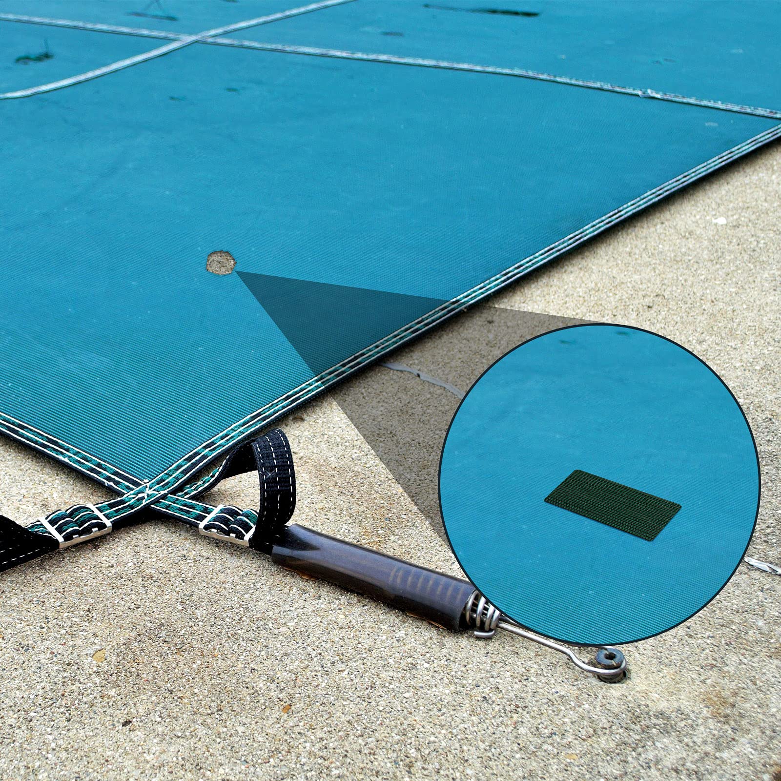 Honoson 4-Piece Self-Adhesive Pool Safety Cover Repair Kit - Green Mesh Patch (4x8 Inch) for Swimming Pool Covers | Quick Fix for Tears & Holes | Ideal for Inground & Above Ground Pools