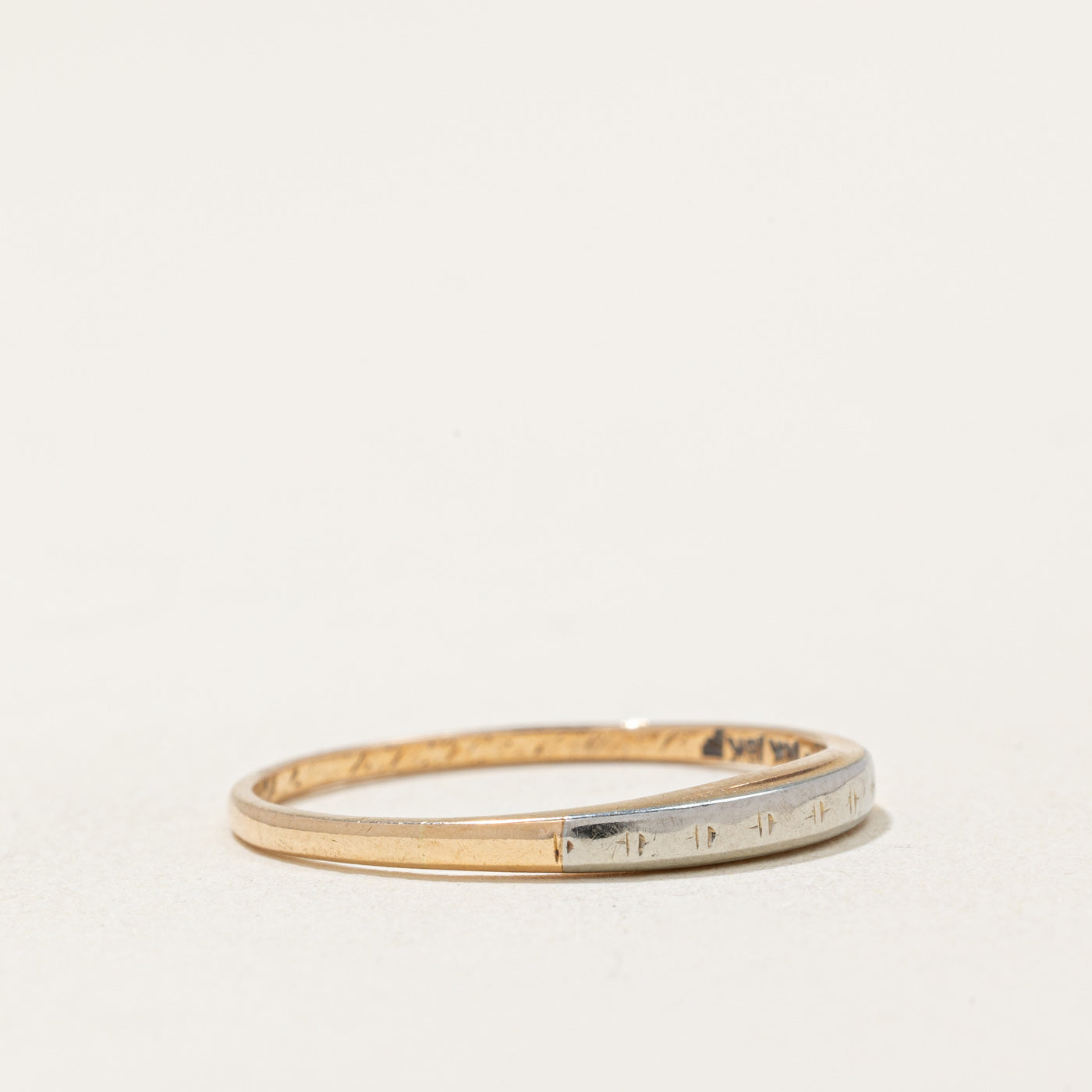 Birks' Two Tone Gold Ring for Women - Size 7.5 - Elegant 14K Yellow and White Gold Band - Perfect for Weddings, Anniversaries & Special Occasions