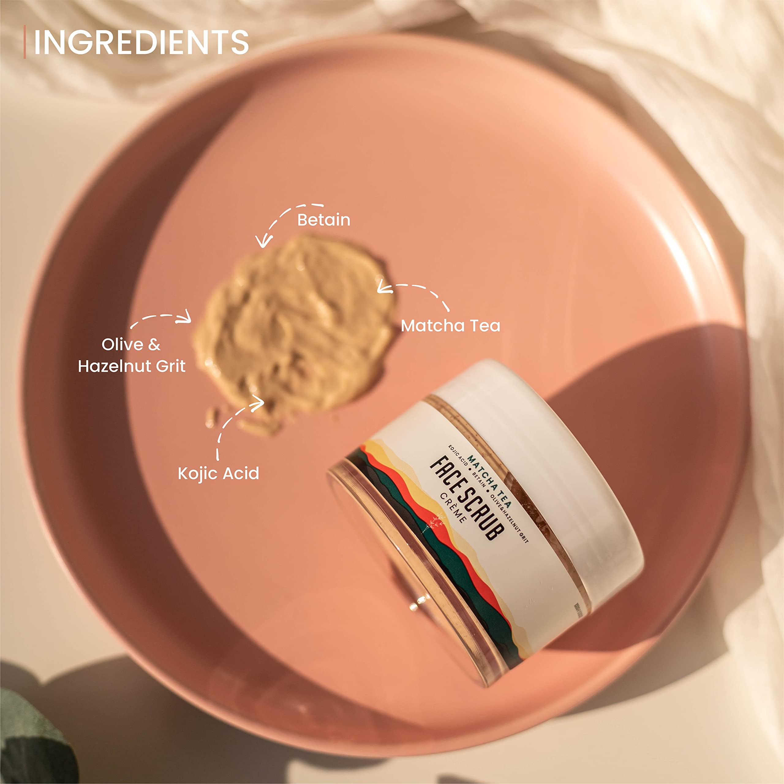Ethel Matcha Tea Face Scrub with Kojic Acid & Betaine - Natural Exfoliator with Olive & Hazelnut Grit for De-Tanning, Pore Cleansing & Brightening | 100g SLS & Paraben Free | Perfect for Acne-Prone & Dull Skin | Morning & Night Skincare Routine
