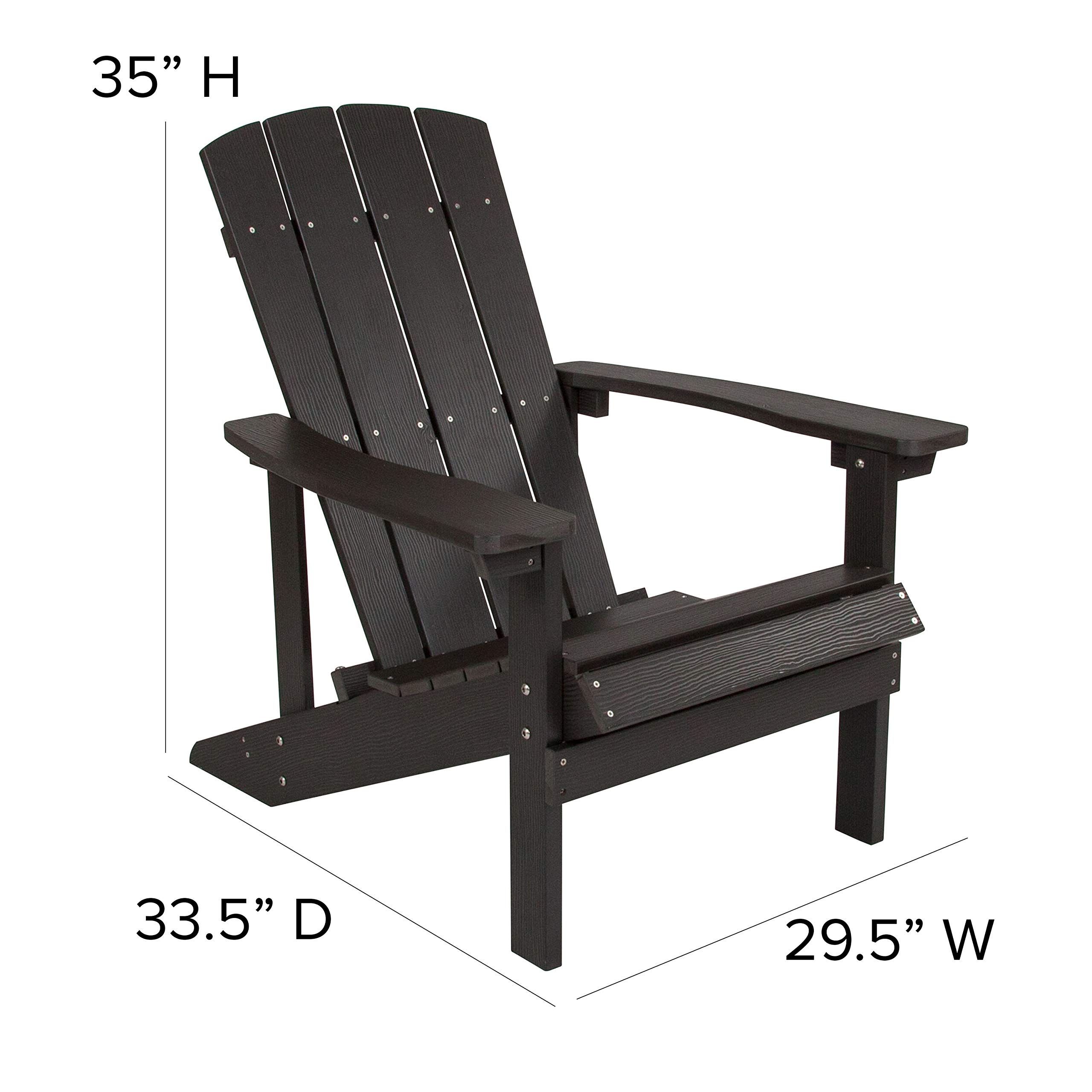 Flash Furniture Charlestown Commercial Grade Indoor/Outdoor Adirondack Chair - Weather Resistant Durable Poly Resin Deck & Patio Seating in Slate Gray - Perfect for Backyards, Poolside Lounging & Beach Houses