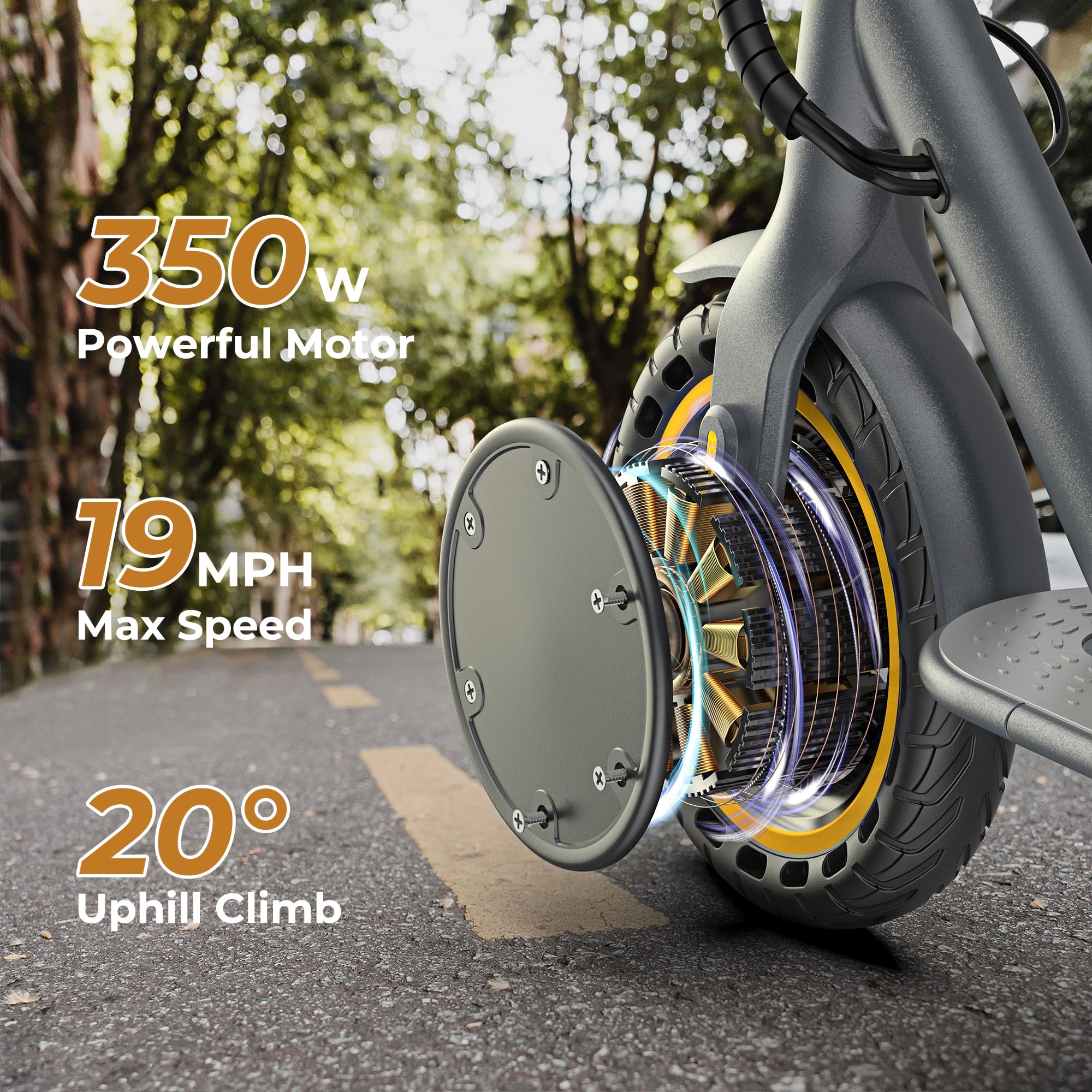 H7 Electric Scooter for Adults - 350W Motor, 19 MPH, 20 Miles Range, 8.5