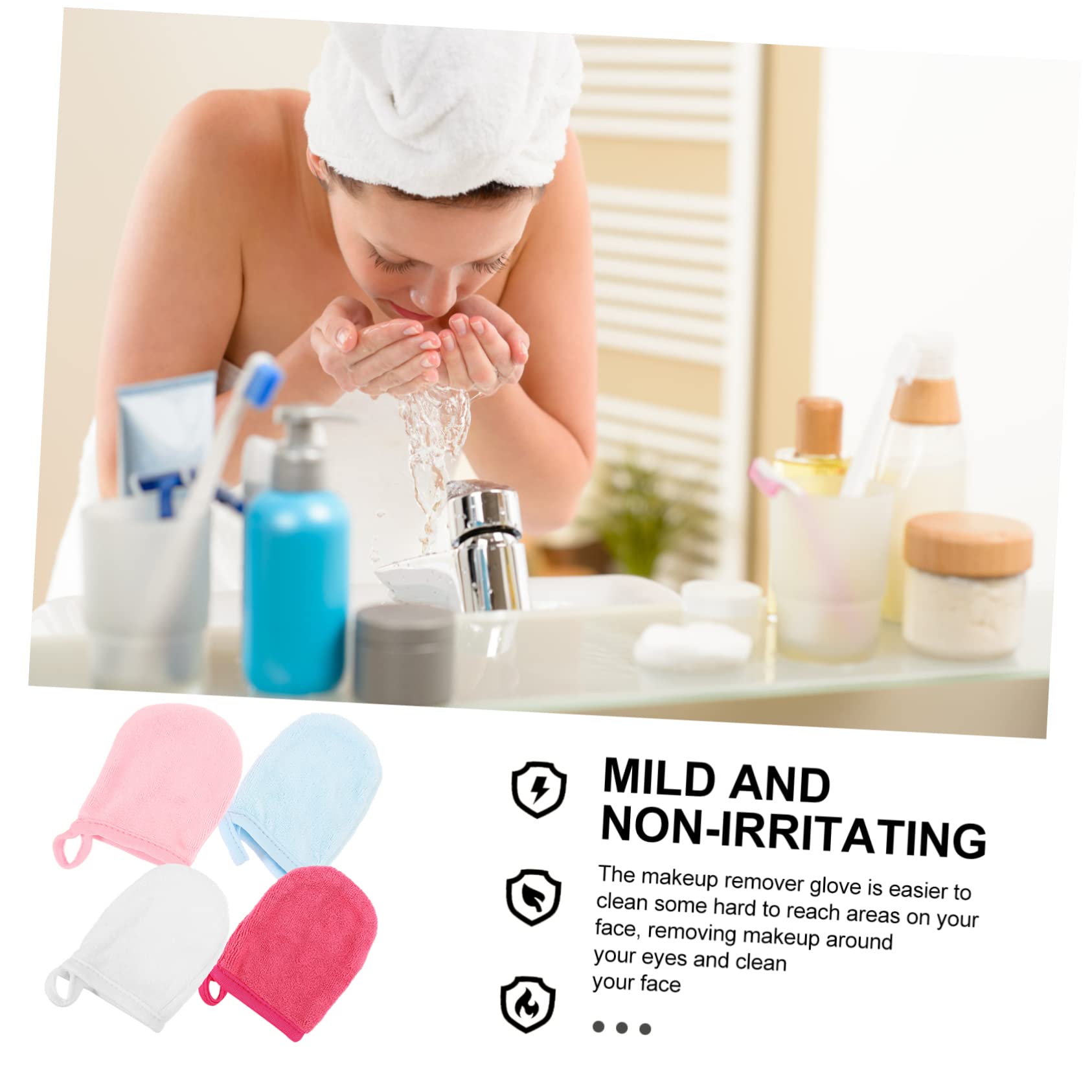 20 Pcs Reusable Makeup Remover Towels - Soft Cleansing Fingertip Cloths for Gentle Face Makeup Removal, Washable Fiber Mitts for Daily Skincare & Travel Use