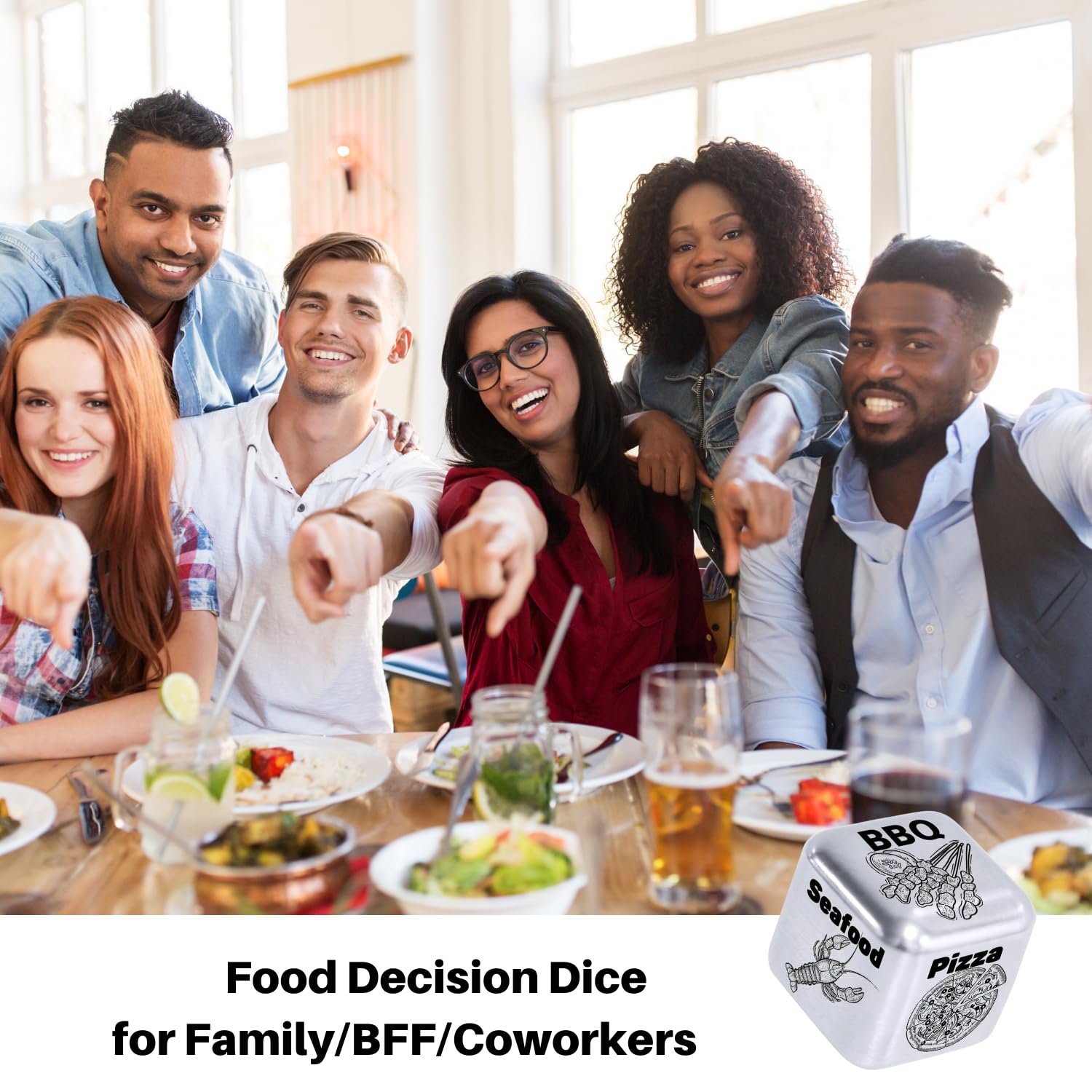 Easter Basket Stuffers for Teens - Funny Steel Decision Dice for Dinner Food Choices - Unique Anniversary & Date Night Gifts for Women, Men, Couples - Perfect Birthday & Wedding Present for Him, Her, Boyfriend, Girlfriend, Wife, Husband - Great for Romantic Dinners, Game Nights & Special Occasions