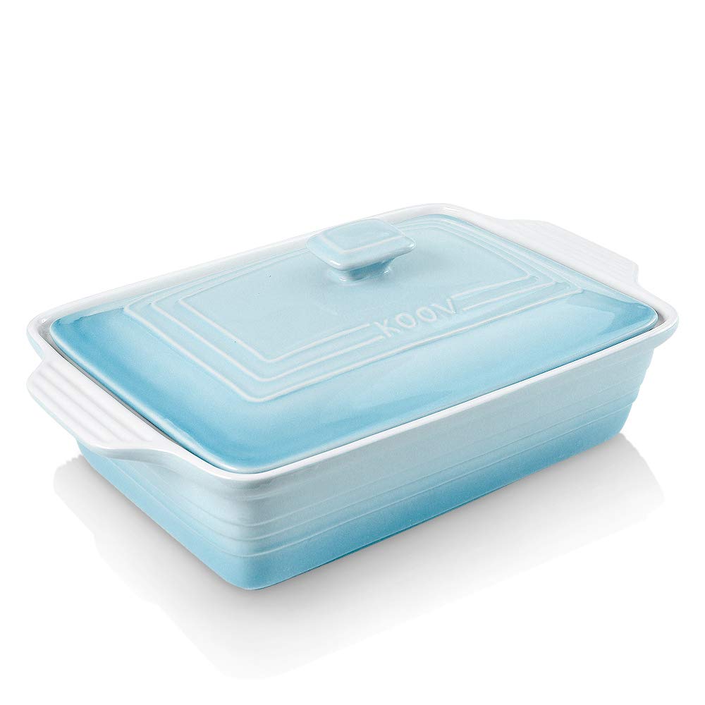 KOOV 9 x 13 Inch Ceramic Casserole Dish with Lid - Rectangular Baking Dish Set for Lasagna, Casseroles & Oven Cooking | Oven & Microwave Safe Dinnerware | Perfect for Family Meals, Holiday Dinners & Potlucks (Gradient Arctic Series)