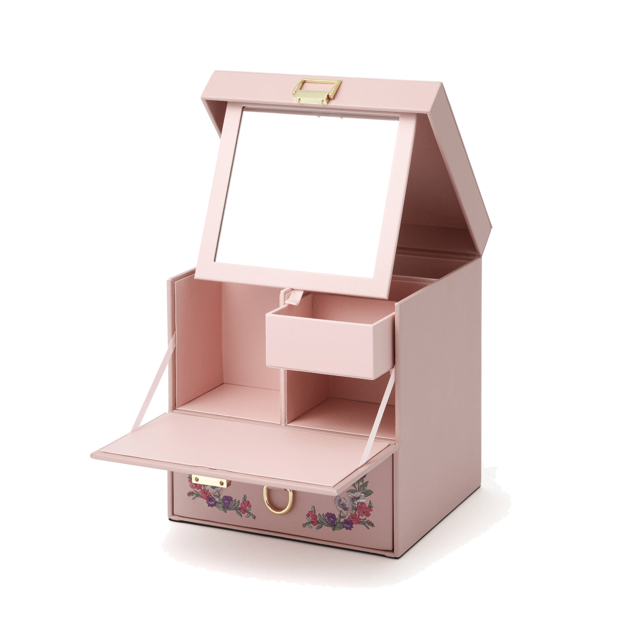 Elegant Pink Embroidery Flower Jewelry Box - Perfect for Gift Giving, Storage & Home Decor