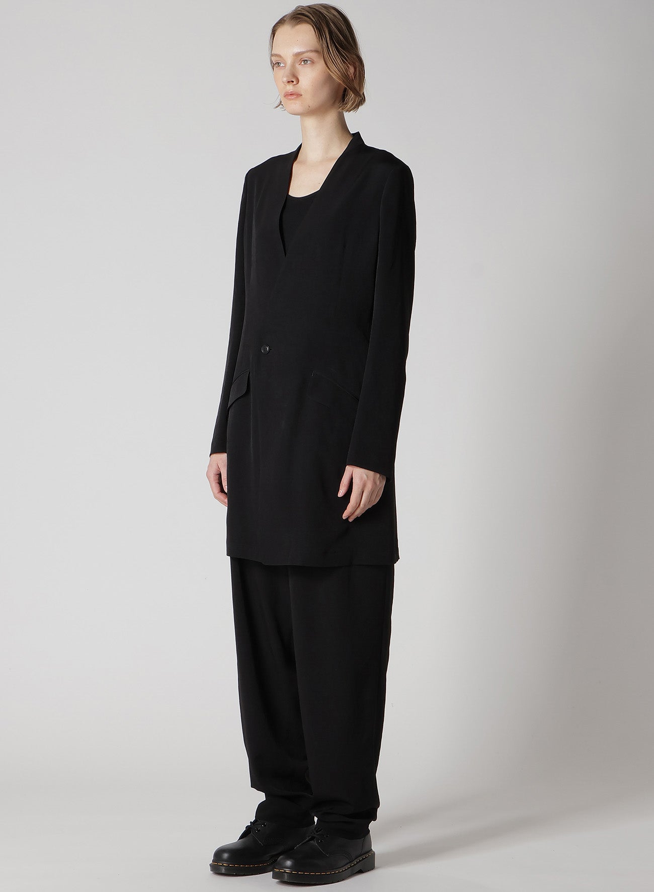 Crepe de Chine Collarless Jacket for Women - Lightweight & Elegant Blazer for Office, Casual Wear & Evening Outfits