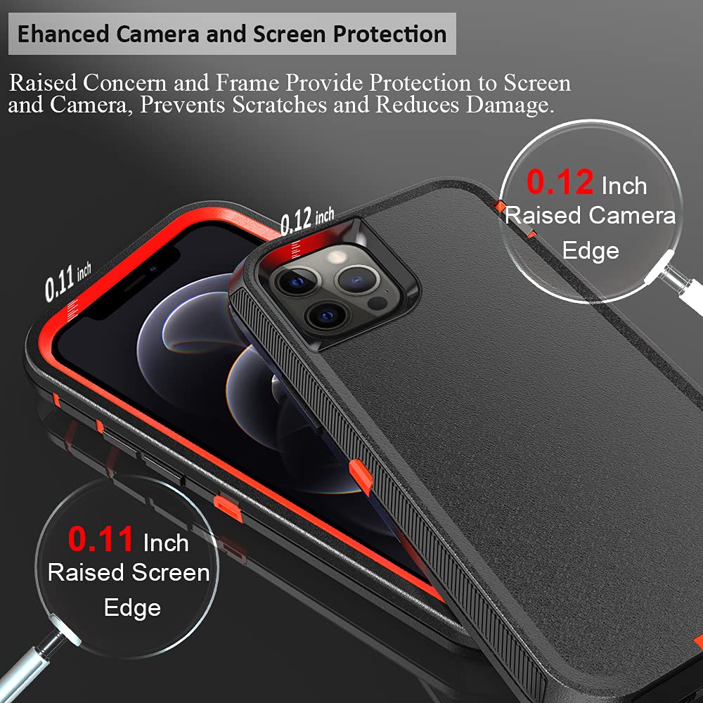 **Shockproof Heavy Duty Rugged Case with Screen Protector & Kickstand for iPhone 13 Pro Max 6.7 Inch - Full Body Protection, Belt Clip Holster (Orange) - Perfect for Outdoor, Work & Travel**