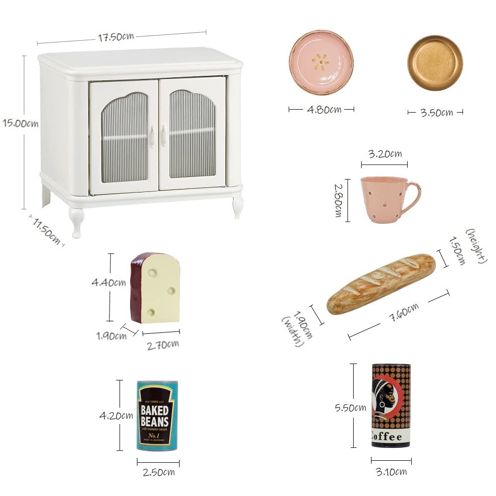 1:6 & 1:4 Scale Metal Dollhouse Miniature Cupboard Set - OB24 Blythe Dollhouse Furniture & Accessories for Realistic Home Decor & Collectors Display