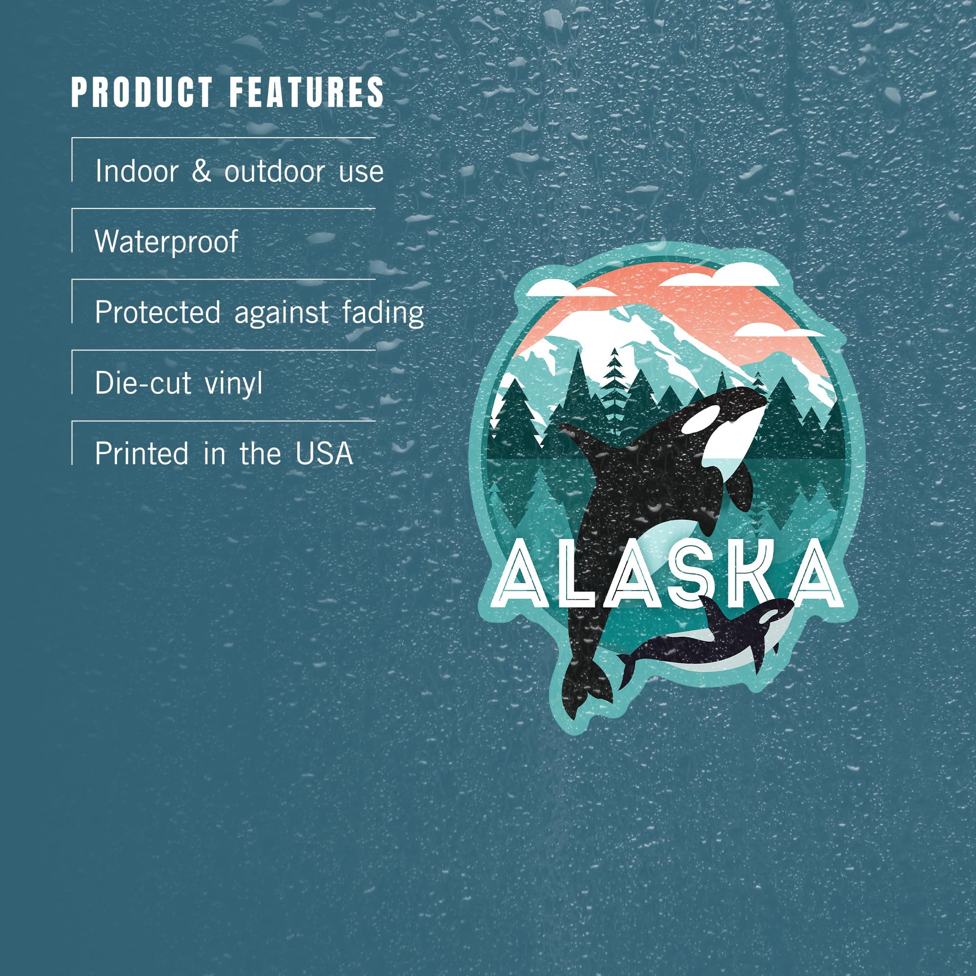 Custom Die Cut Stickers of Alaska Orca Whale and Calf - Waterproof Vinyl Decals 1 to 3 inches - Perfect for Cars, Laptops, Water Bottles & Coolers - Great for Outdoor Adventures, Marine Enthusiasts & Travel Lovers